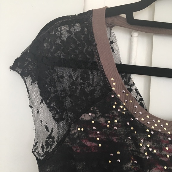 Free People black, gray & dark pink dress. Small - Picture 13 of 16